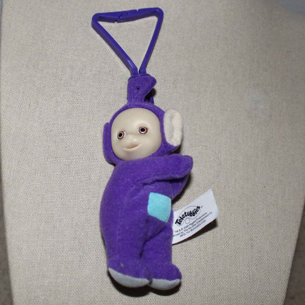 Teletubbies Tinky Winky Plush Clip On 6in Purple 2000 McDonald's Vintage Toy Y2K